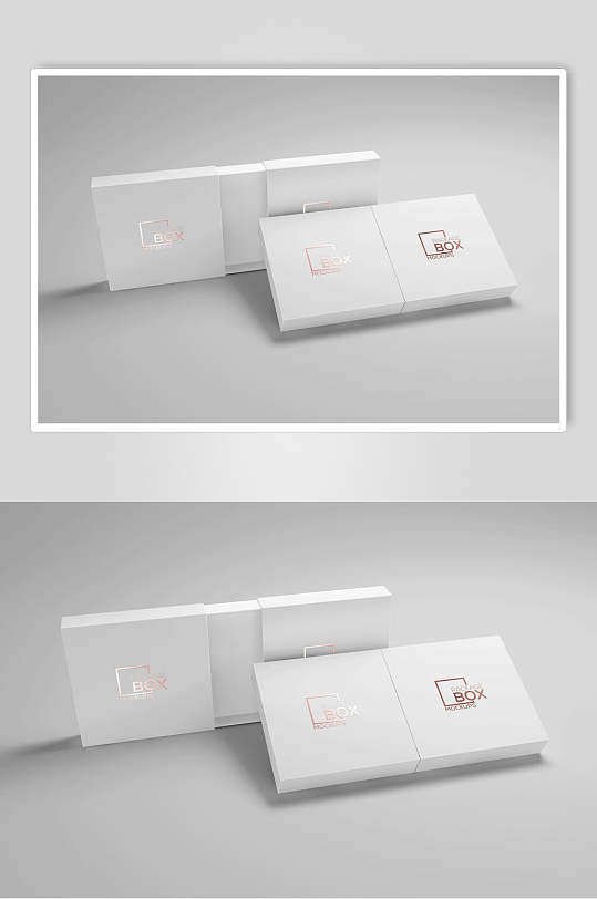 正方形白扁盒子品牌包装设计样机