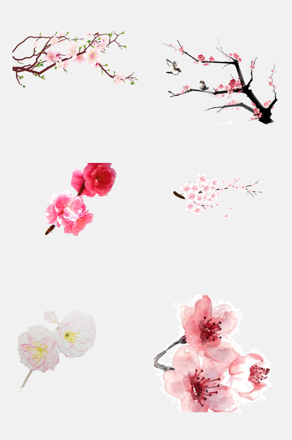 可爱唯美浅粉樱花花朵手绘免抠素材素材