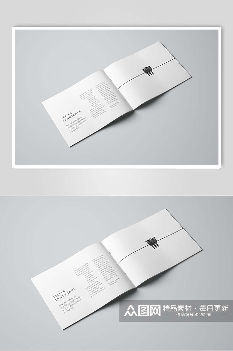 英文字母灰色画册封面贴图样机素材