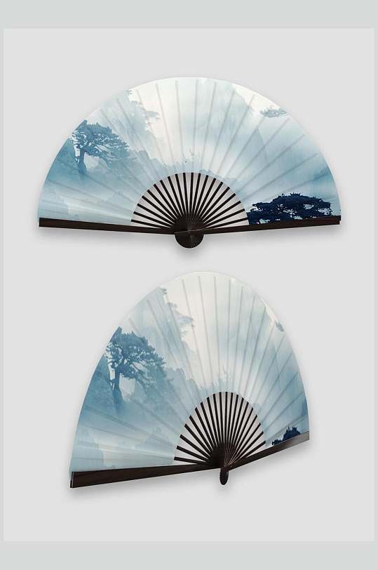 水墨风中国风折扇纸扇样机