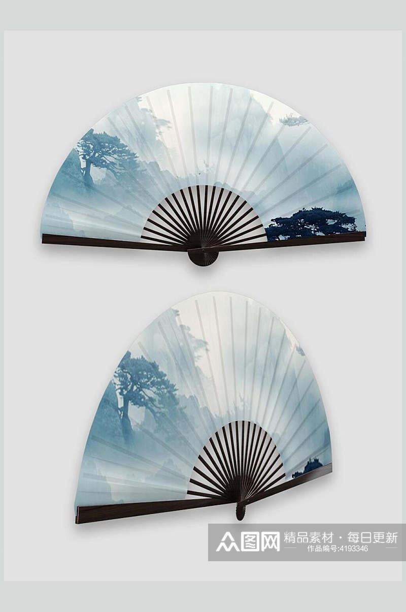水墨风中国风折扇纸扇样机素材