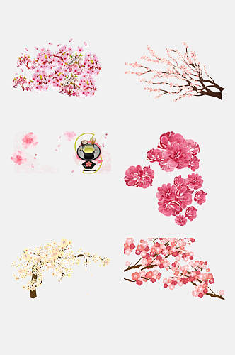 卡通治愈粉色樱花花朵手绘免抠素材