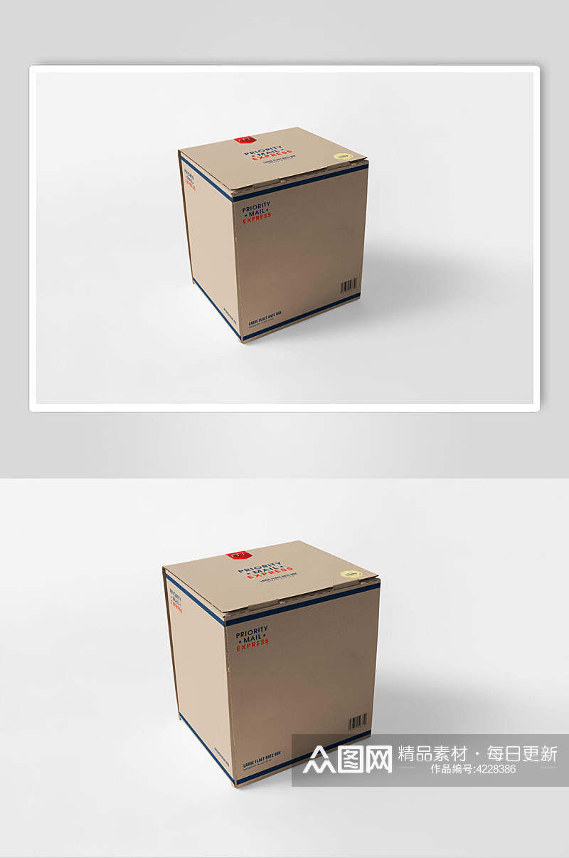 盒子黄色高端大气包装盒贴图样机素材