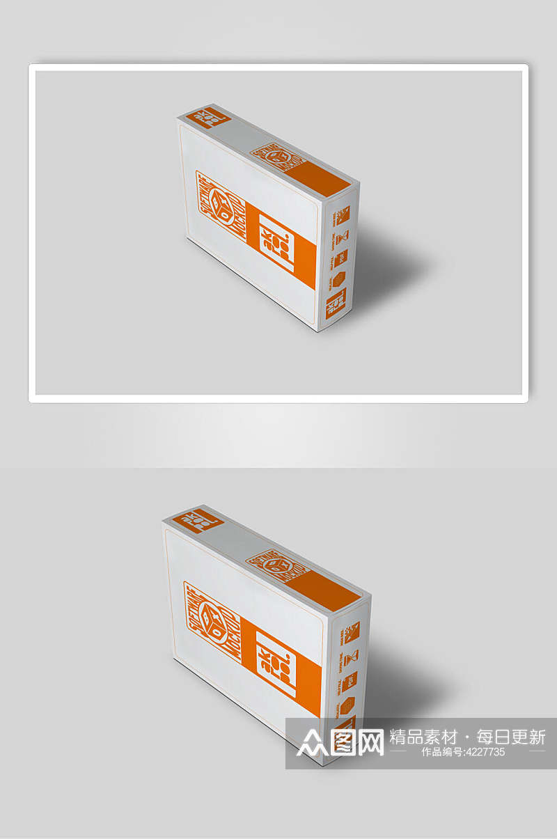 方形立体留白品牌包装盒设计样机素材