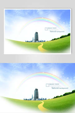 彩虹创意自然城市海报