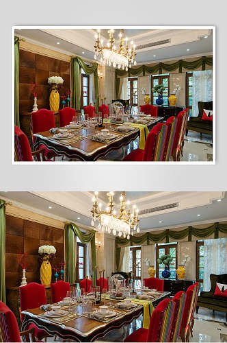 古典法式餐桌装修设计图片摄影图
