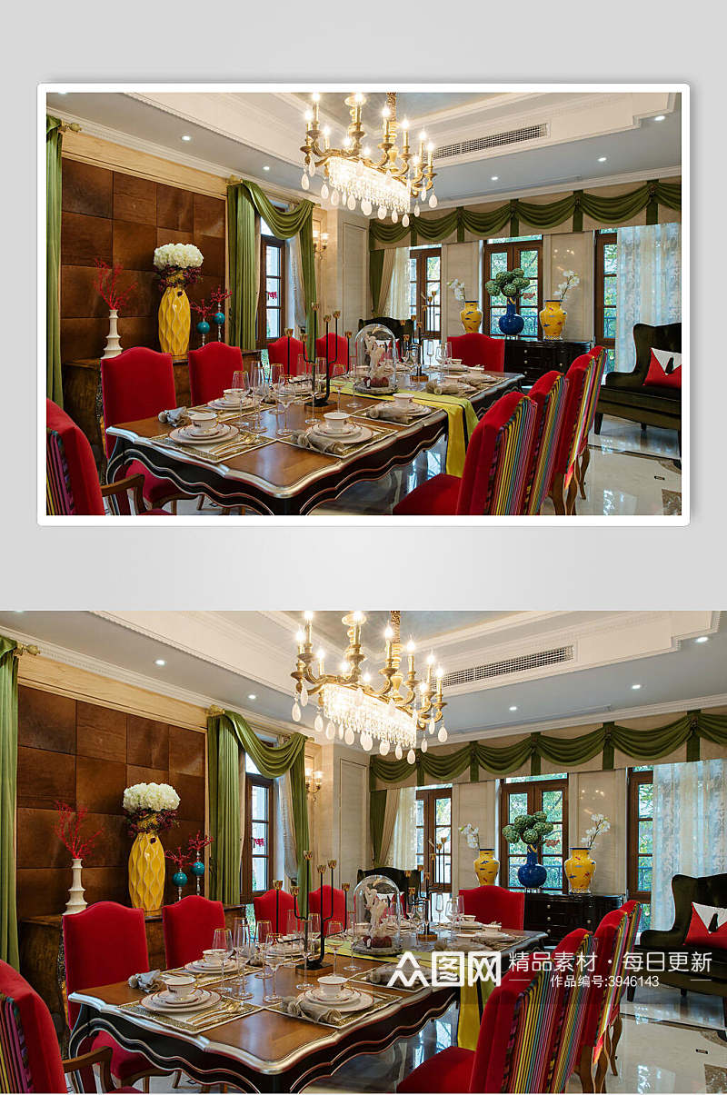 古典法式餐桌装修设计图片摄影图素材