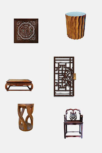 创意凳子中式家具免抠素材