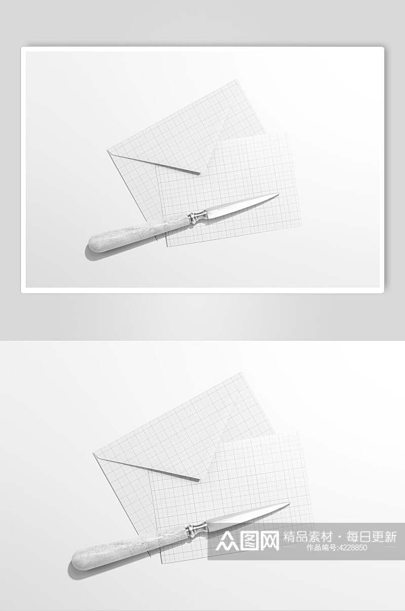 工具线条方格白色信封展示样机素材
