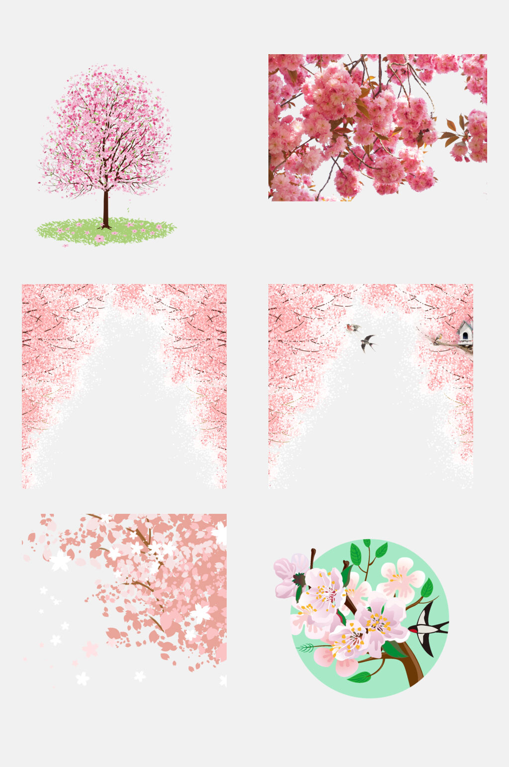 清新卡通治愈樱花花朵手绘免抠素材素材
