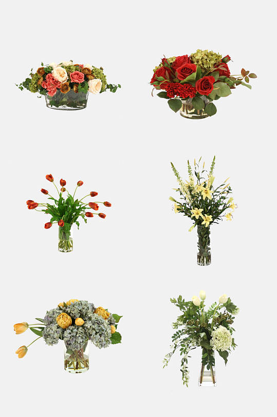 典雅大气红色绿植花艺免抠素材