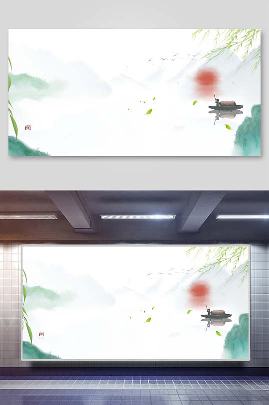 中國風(fēng)春天插畫風(fēng)景背景