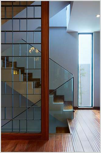 楼梯简约个性创意蓝新中式室内图片