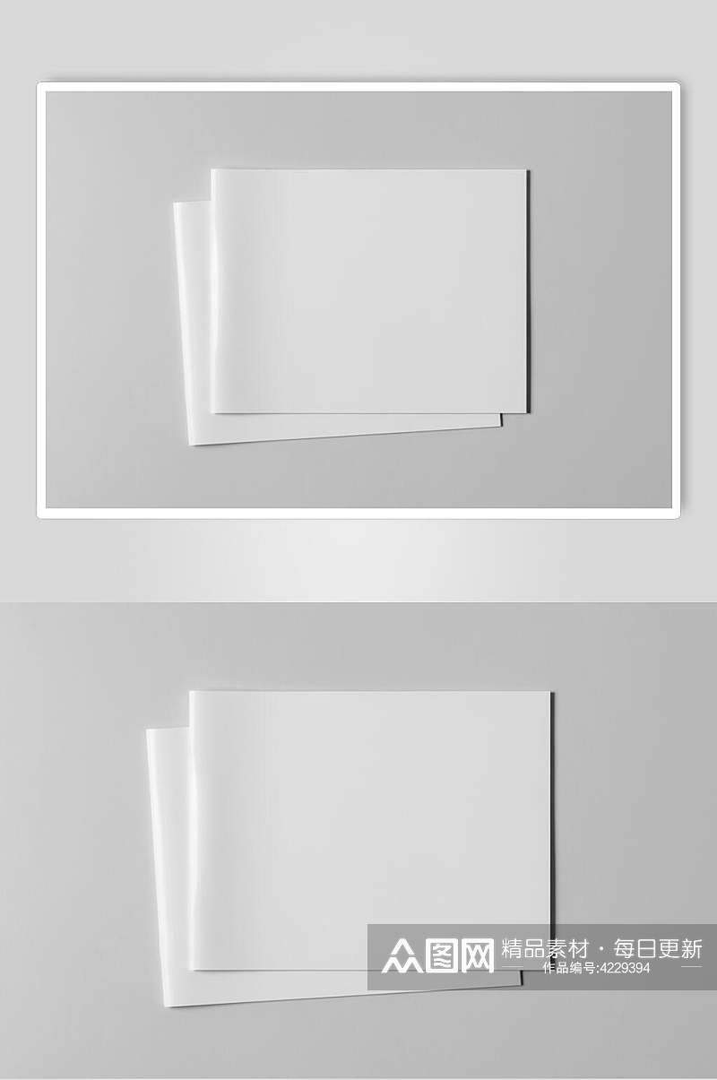 长方形灰白色画册封面贴图样机素材
