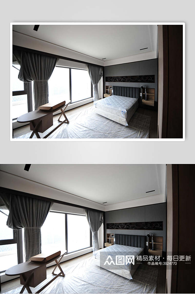 高级感创意优雅窗帘新中式室内图片素材