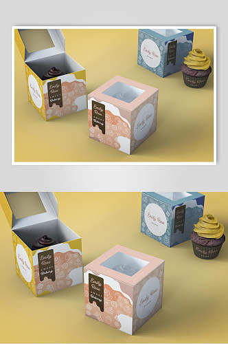 立体方块甜品食品包装展示样机