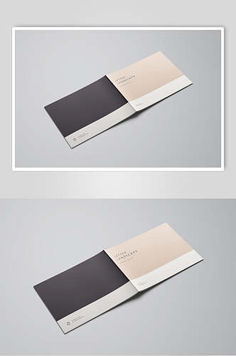 折痕长方形棕画册封面贴图样机