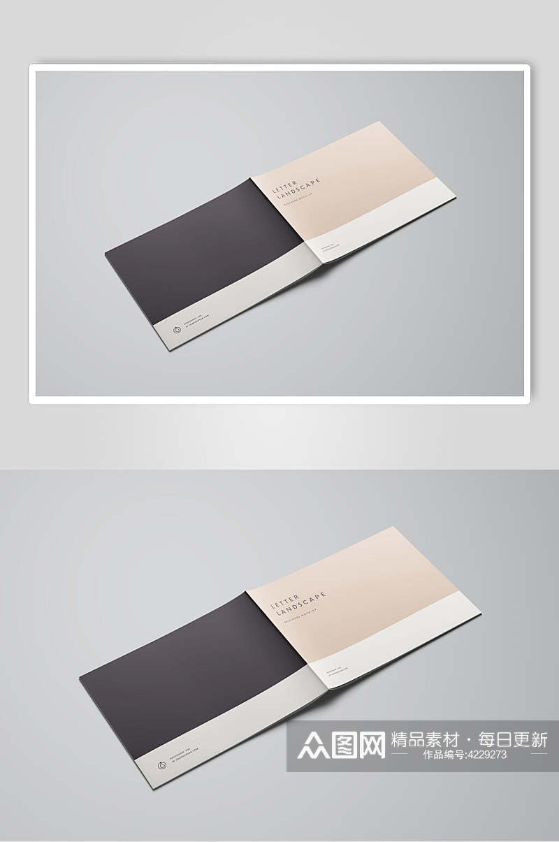 折痕长方形棕画册封面贴图样机素材