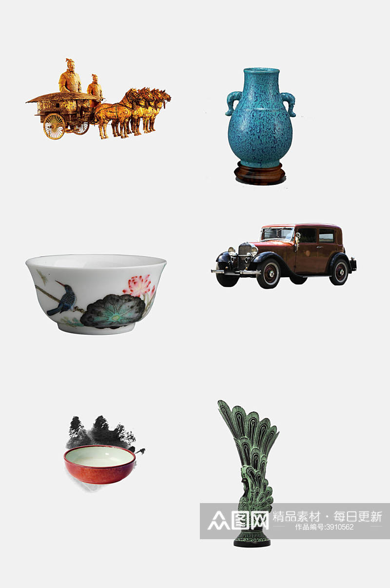 创意花瓶古董古玩免抠素材素材