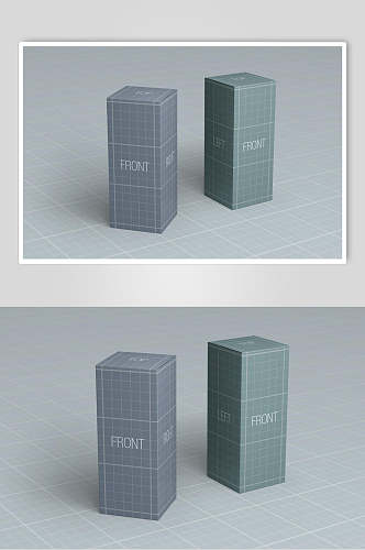 方格线条立体方形简洁包装盒样机