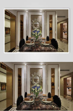 优雅花朵镜子黄法式别墅样板间图片