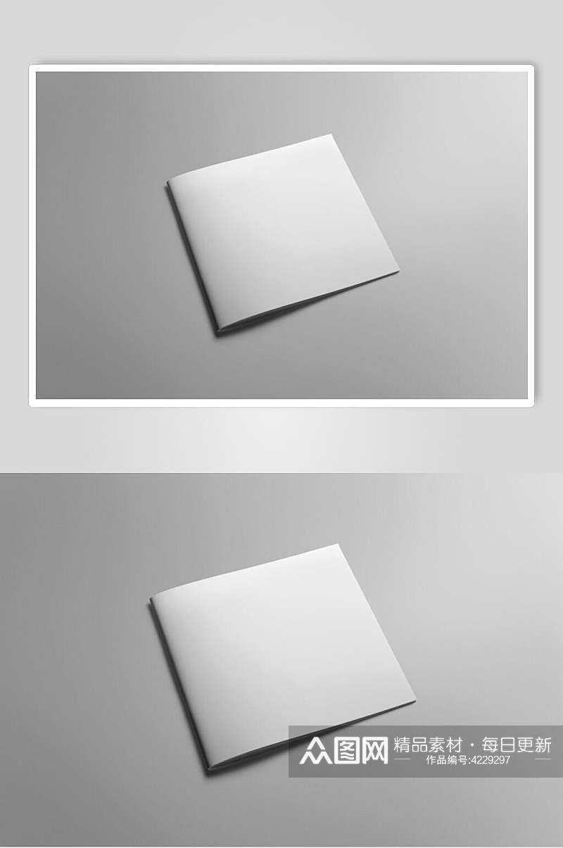 长方形阴影灰画册封面贴图样机素材