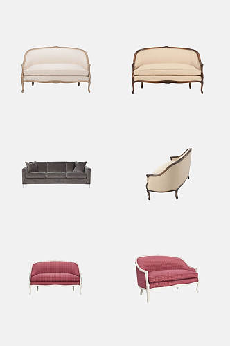 简约大气红色沙发美式家具免抠素材