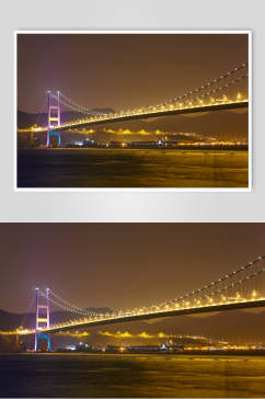 跨江夜色城市桥梁图片
