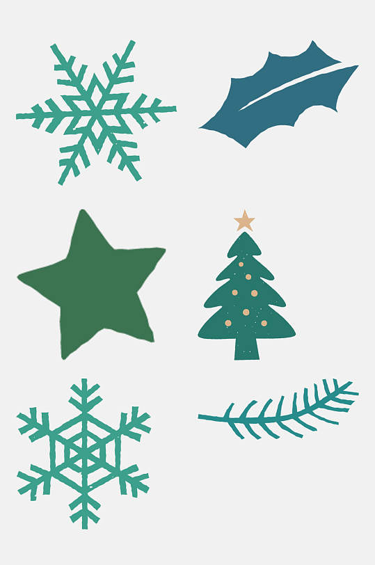 雪花圣诞树绿色卡通圣诞节免抠素材