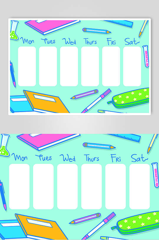 简约笔袋卡通计划表矢量素材