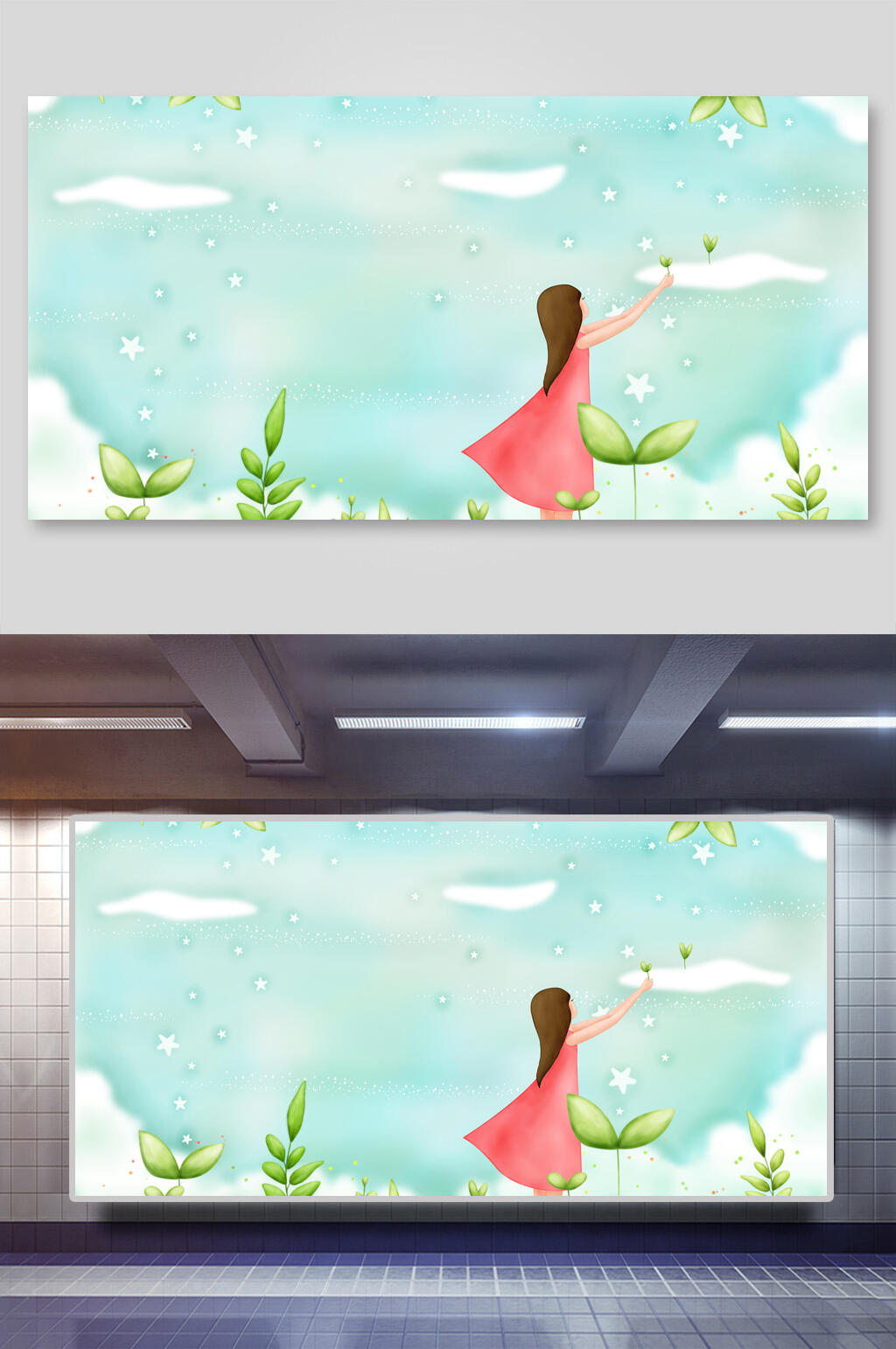 简约唯美春天插画素材