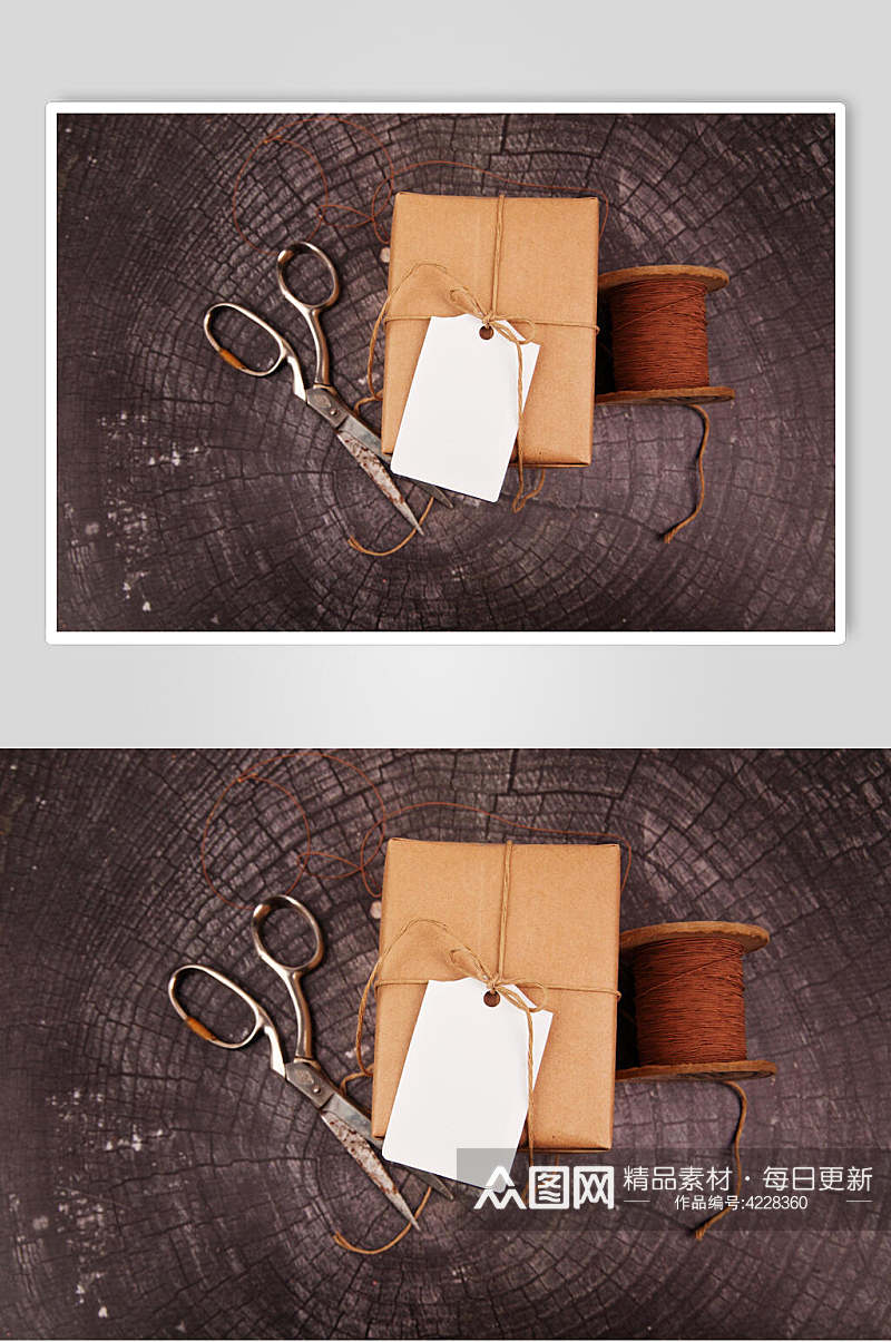 剪刀图案包装吊牌设计样机素材