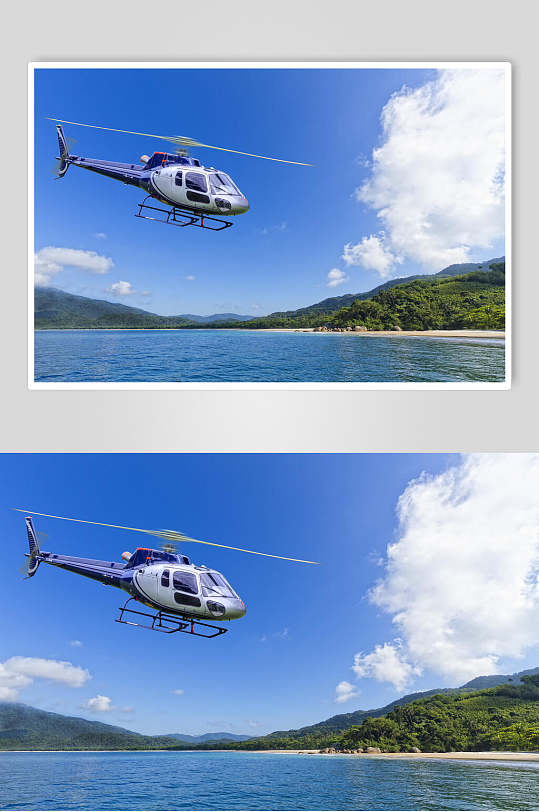 碧海蓝天直升机图片