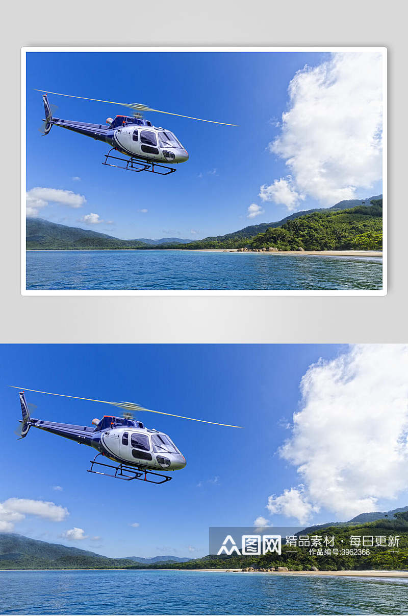 碧海蓝天直升机图片素材