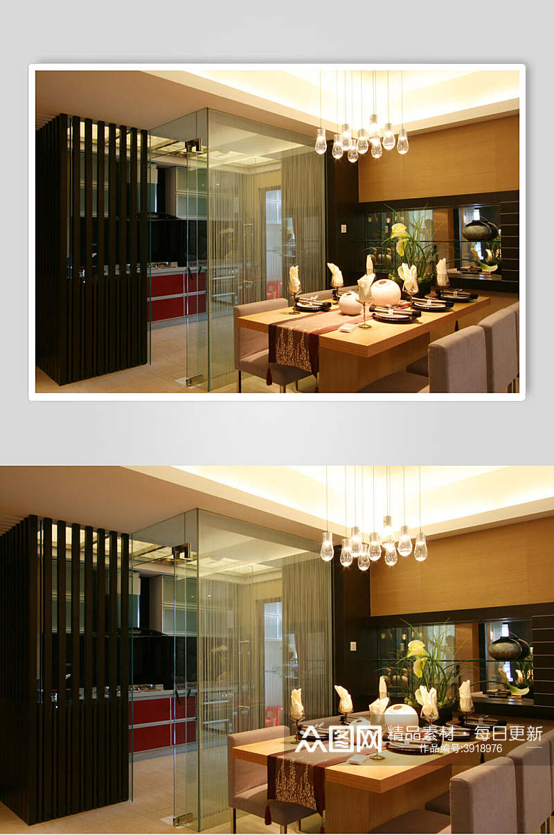 古典优雅高级感吊灯新中式室内图片素材