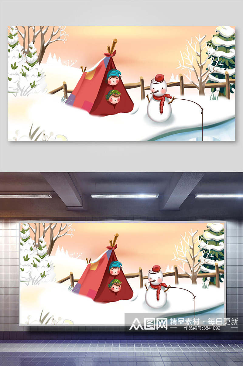 雪人圣诞节插画素材