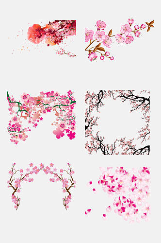 卡通治愈粉色樱花花朵手绘免抠素材