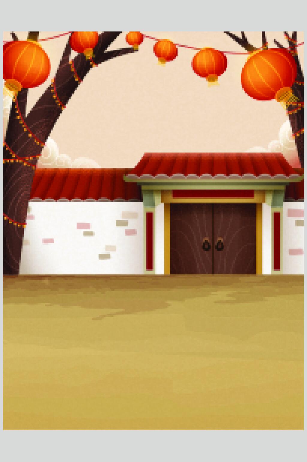 灯笼新年喜庆插画矢量素材素材