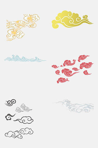 手绘中国风传统古典古风祥云水纹免抠素材