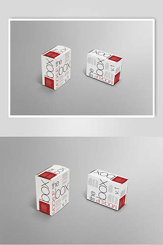 方形红白高端大气包装盒贴图样机