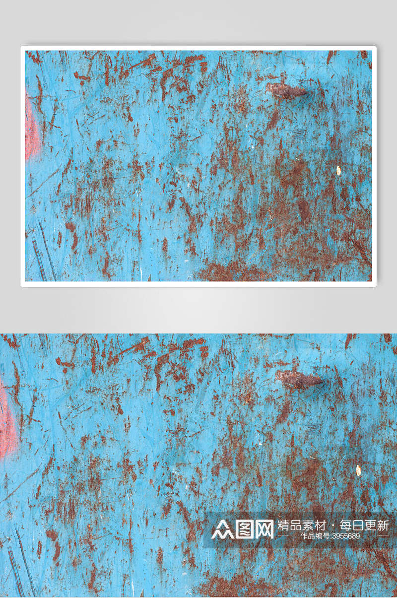 复古裂痕蓝色金属锈迹背景纹理图片素材