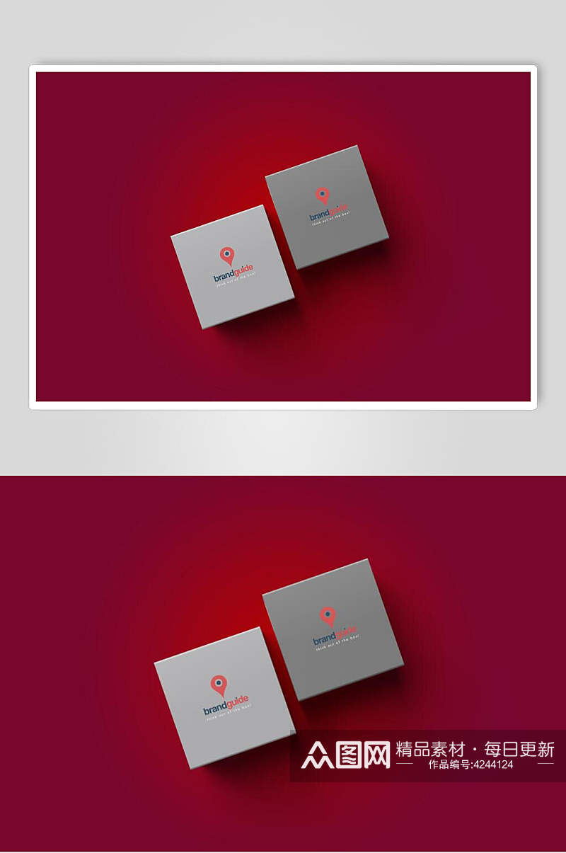 红色背景定位图标品牌VI设计样机素材