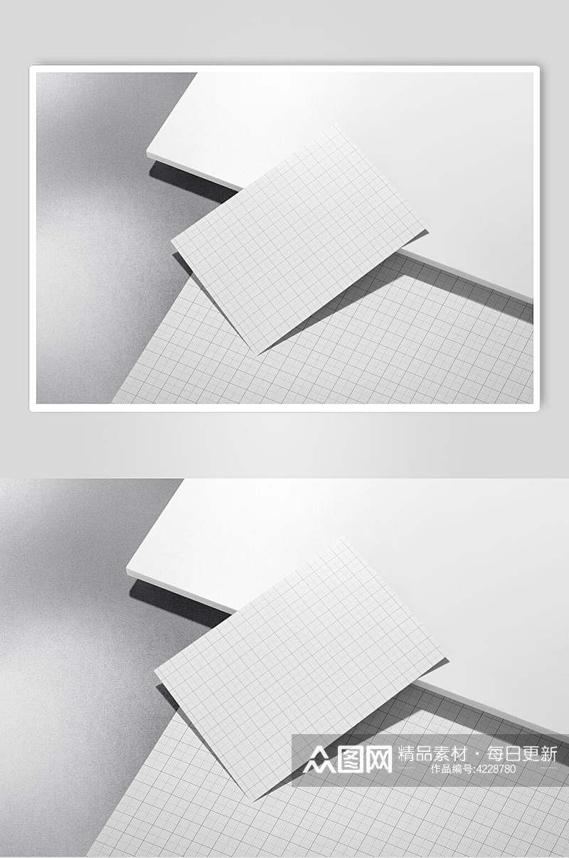 长方形线条方格白信封展示样机素材