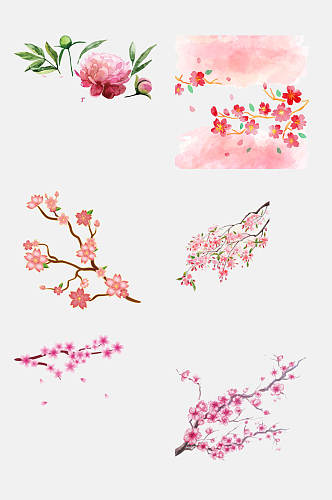 可爱唯美粉色樱花花朵手绘免抠素材
