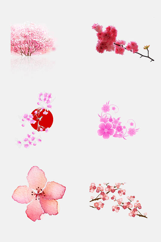 可爱唯美卡通樱花花朵手绘免抠素材