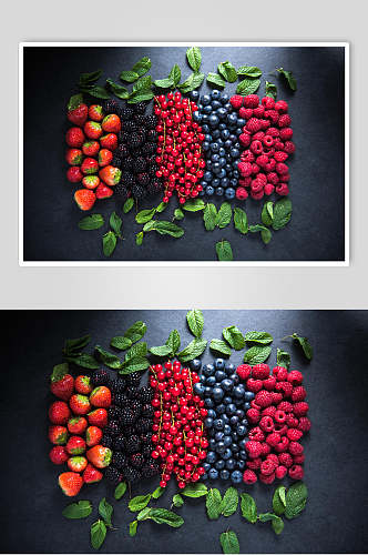 草莓叶子樱桃葡萄红绿浆果水果图片