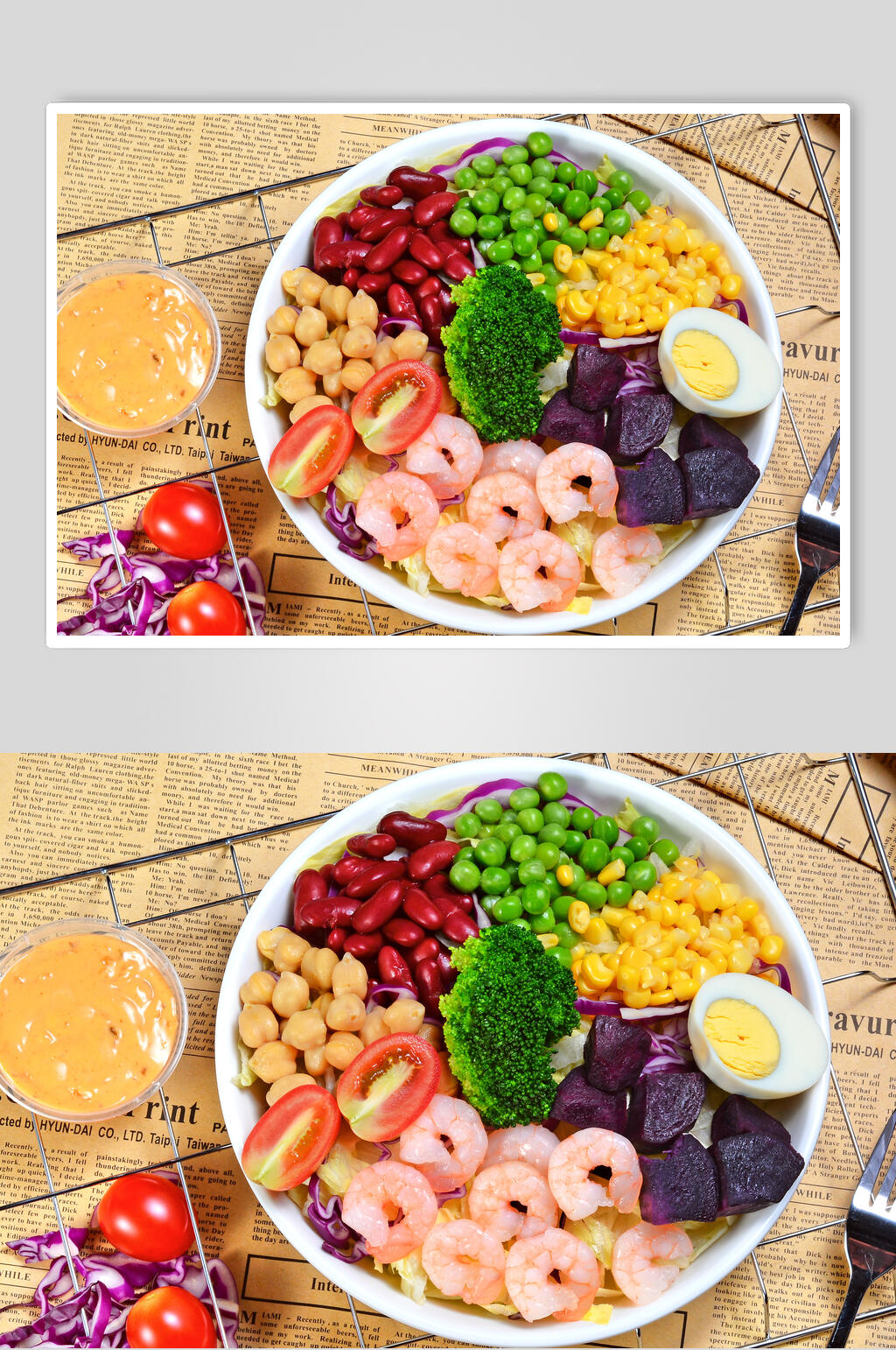 鲜美虾仁蔬菜沙拉美食图片素材