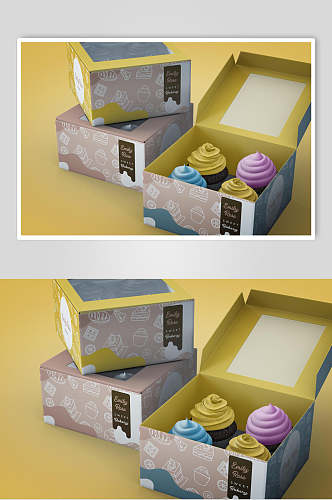纸杯蛋糕甜品食品包装展示样机