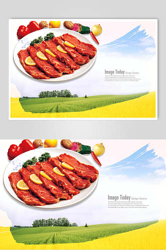 一盘肉新鲜肉类海报