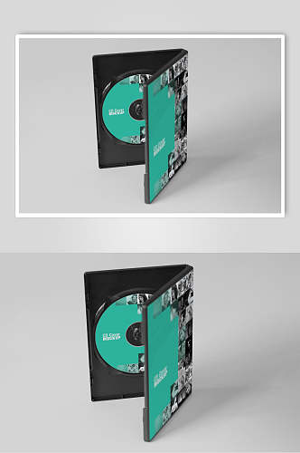 青色时尚竖版光碟包装设计样机